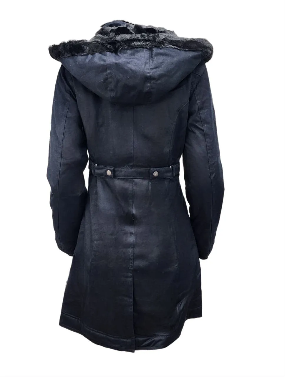 HoodLamb Women's Black Long Hemp Water Resistant Coat 420 NWT