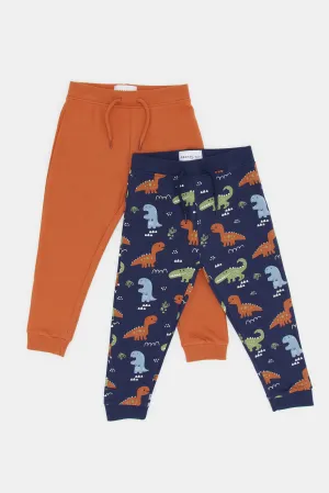 Infant Boys Navy And Rust Dino Jogger Set (2 Piece)