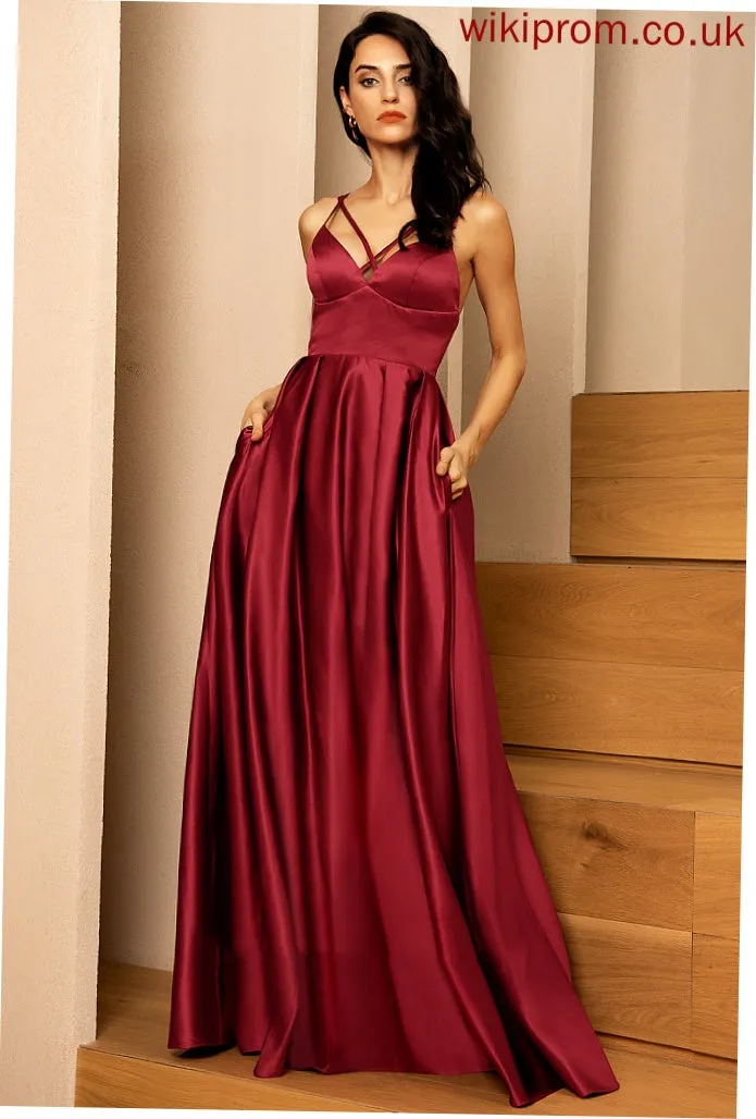 Leilani Formal Dresses V-Neck A-line Dresses Satin