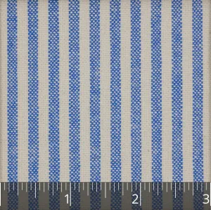 Light Indigo and Ivory Woven Striped Cotton - $14.00 yd.