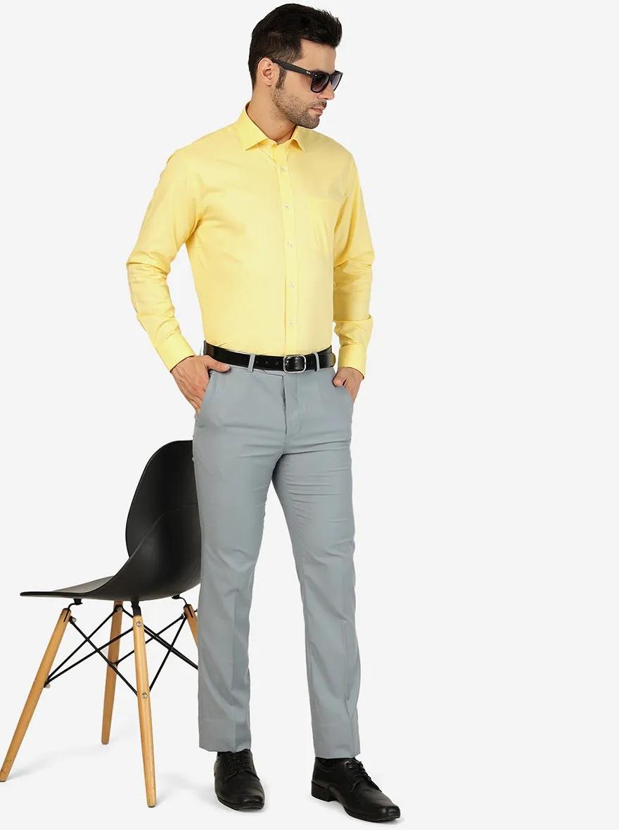 Light Yellow Solid Regular Fit Formal Shirt | JadeBlue