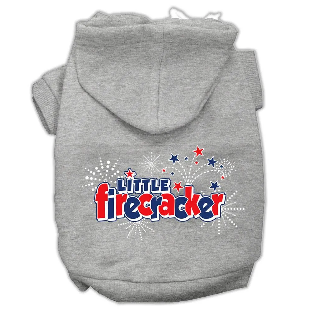 Little Firecracker Screen Print Pet Hoodies Grey Xl (16)