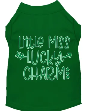 Little Miss Lucky Charm Screen Print Dog Shirt Green Lg (14)