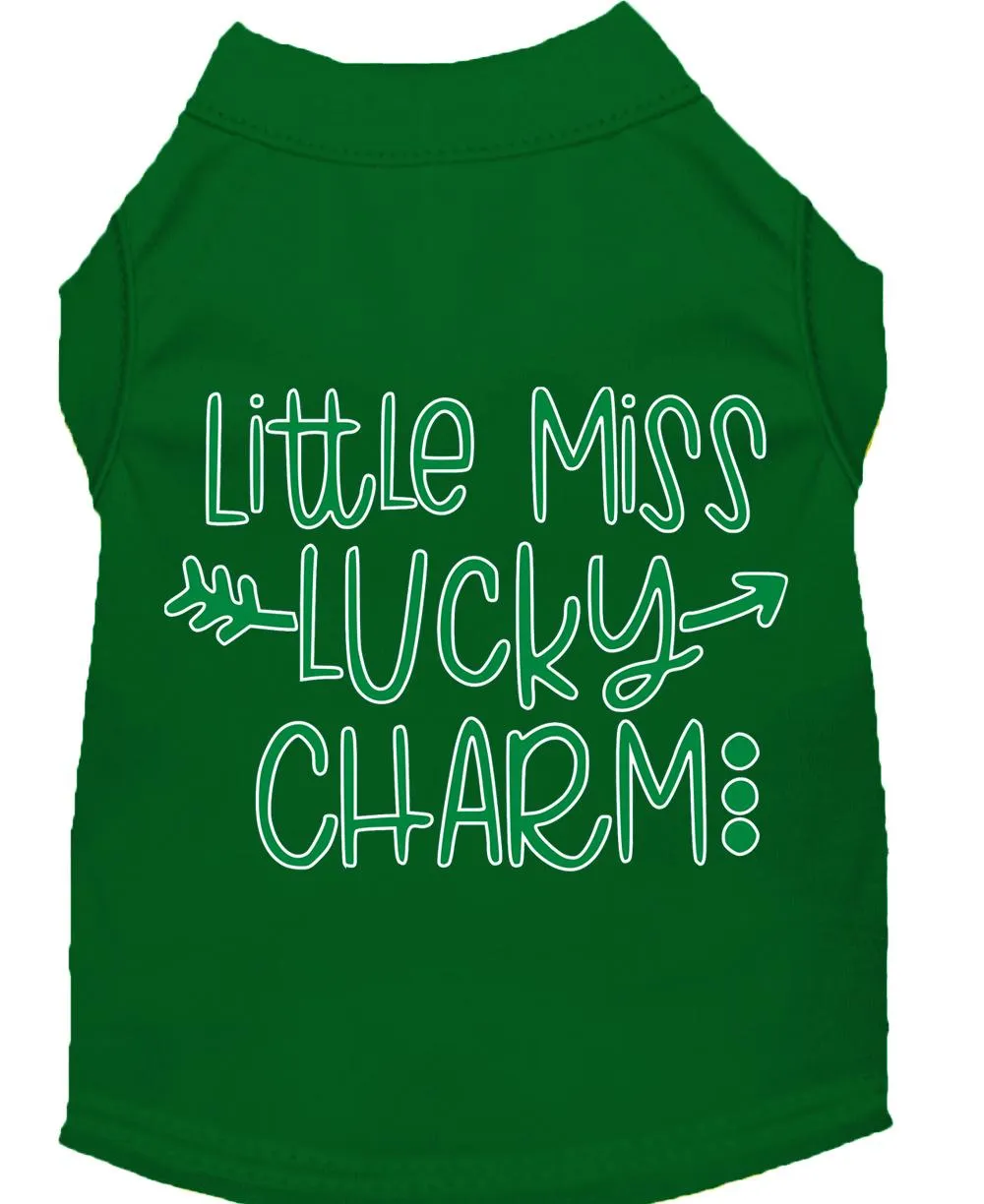 Little Miss Lucky Charm Screen Print Dog Shirt Green Med (12)