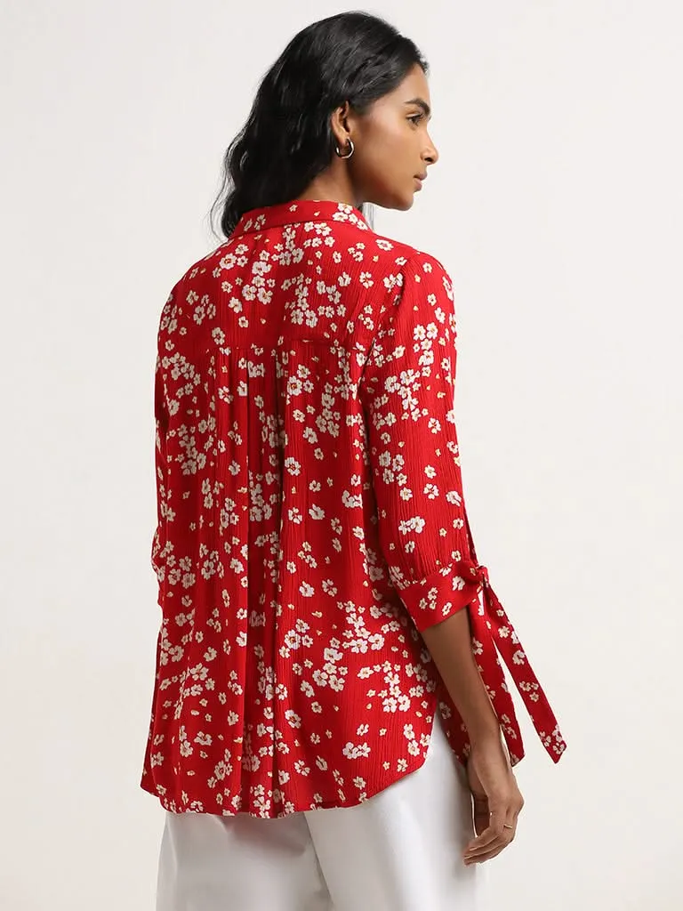 LOV Red Floral Printed Shirt