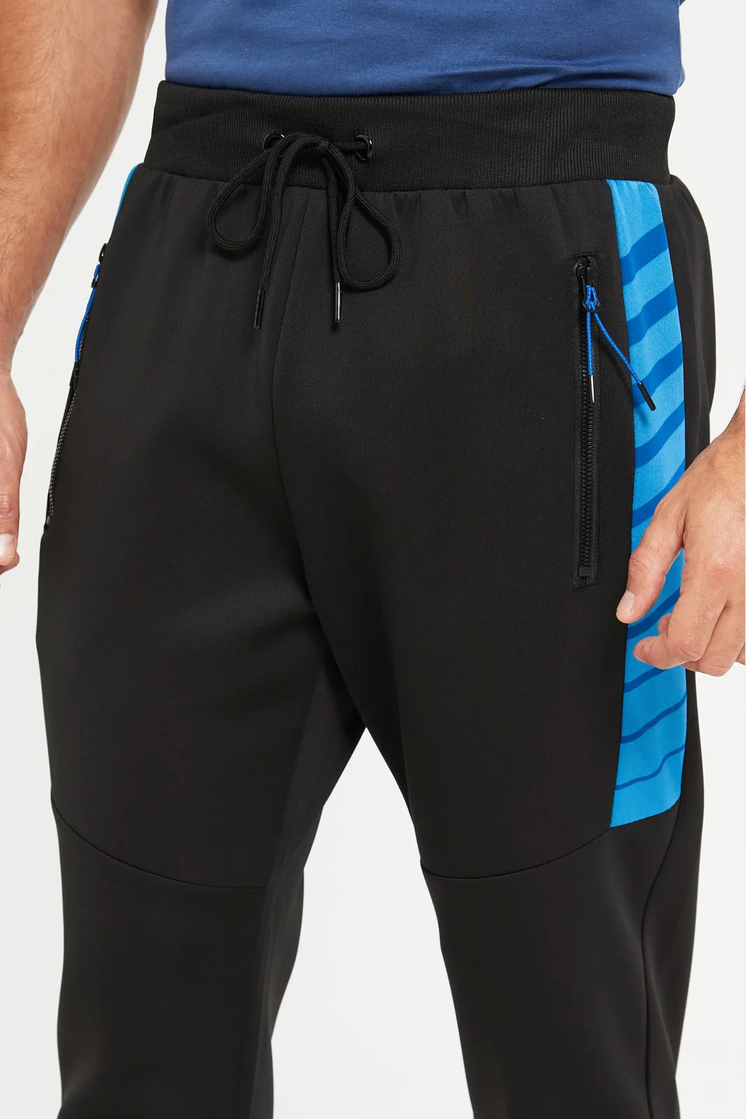 Men Black Slim Fit Active Pants