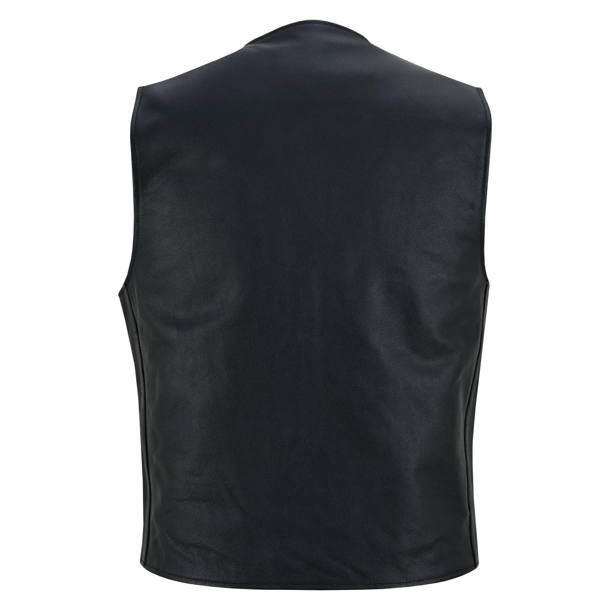 Men's Black Leather Concealed Carry Vest with Buffalo Nickel Snaps