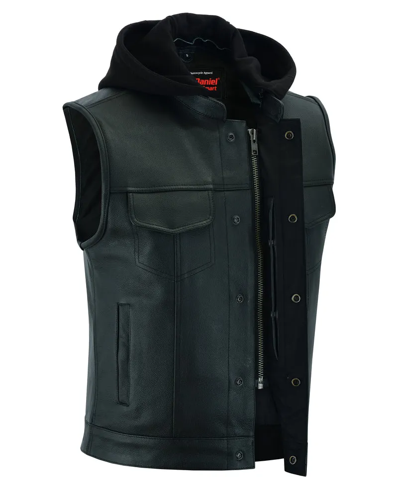 Men’s Premium Cowhide Concealment Vest with Removable Hood