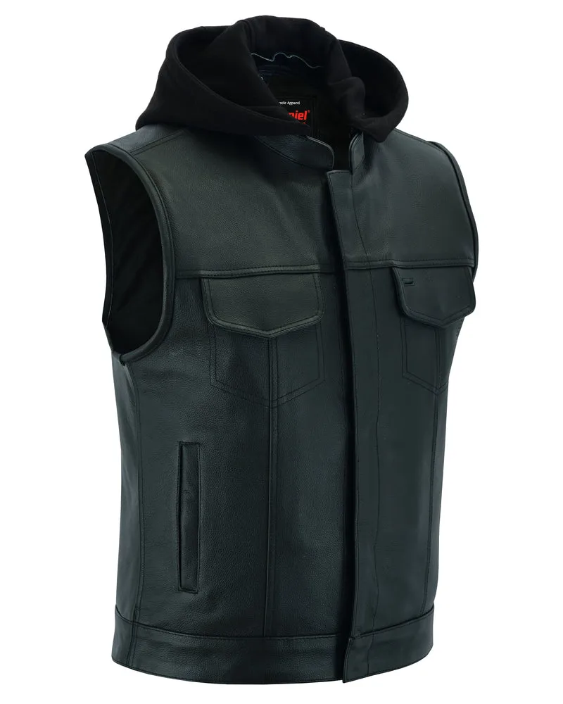 Men’s Premium Cowhide Concealment Vest with Removable Hood