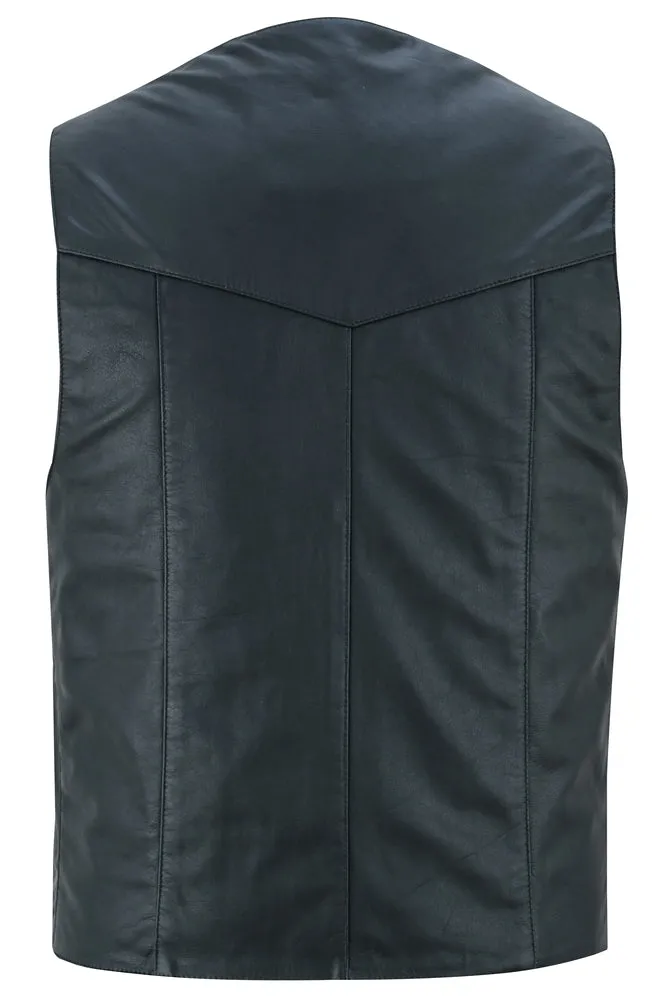 Men's Traditional Light Weight Leather Motorcycle Vest