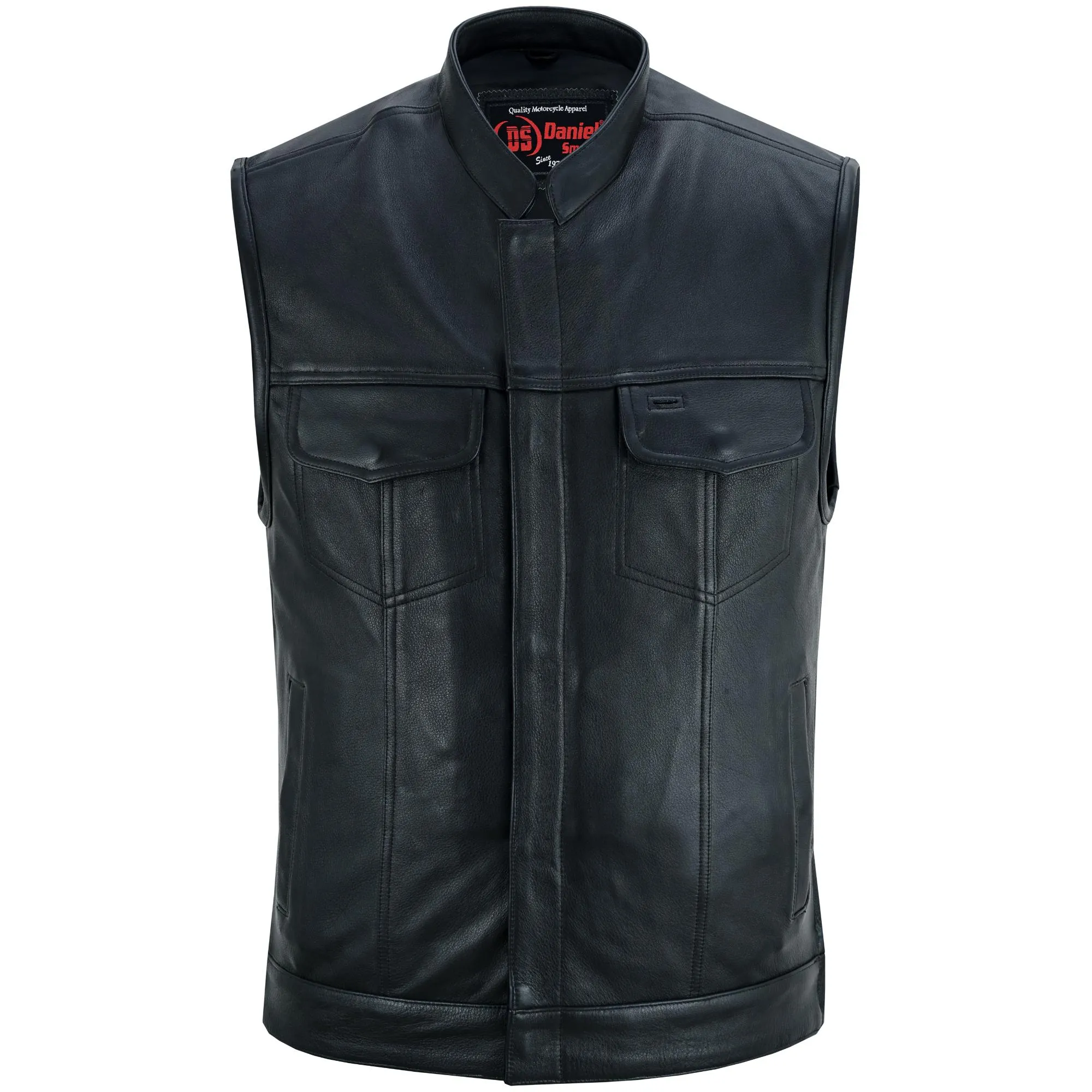 Men's Upgraded Style Smart Leather Vest Smart Access Pockets Side Zipper