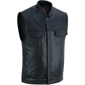 Men's Upgraded Style Smart Leather Vest Smart Access Pockets Side Zipper