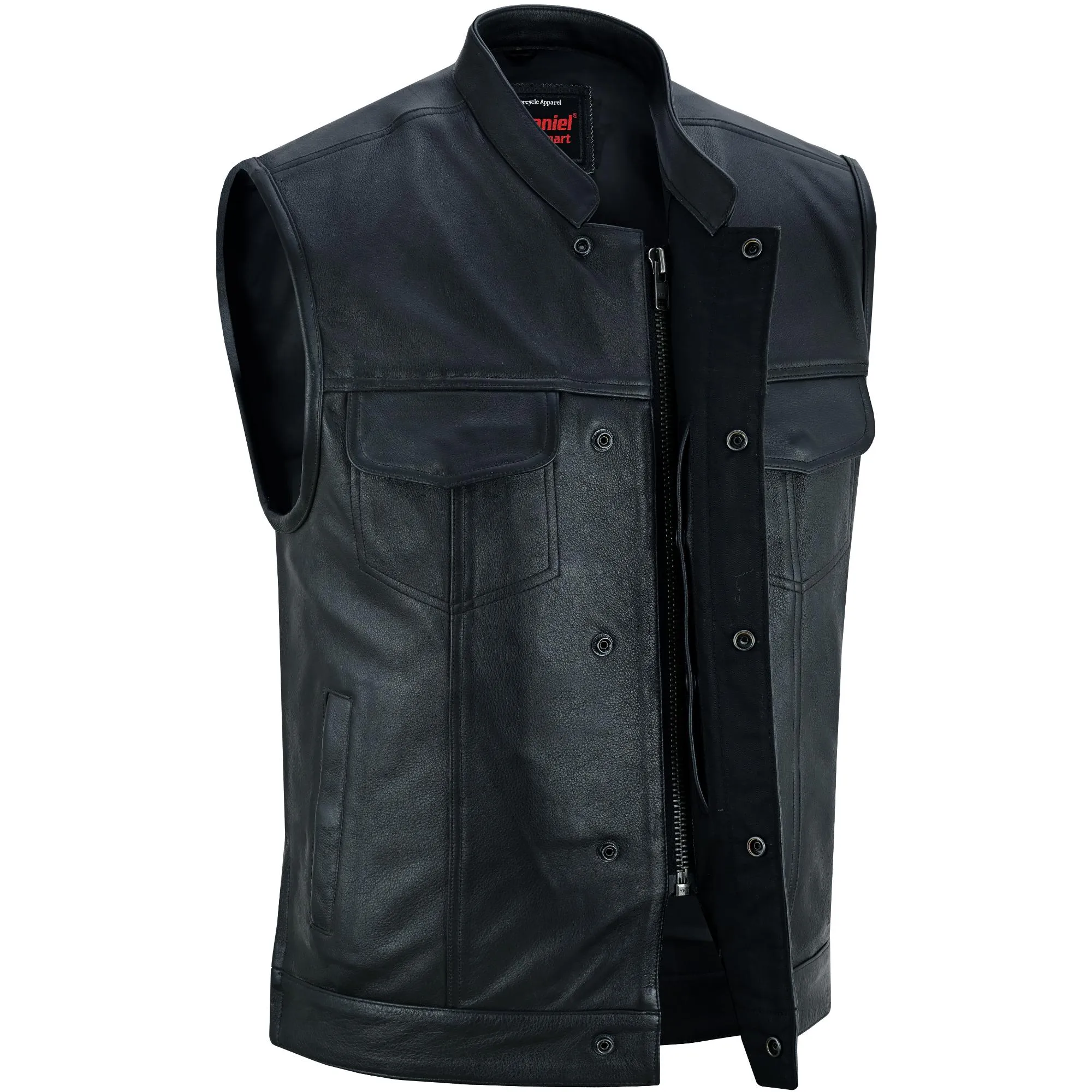 Men's Upgraded Style Smart Leather Vest Smart Access Pockets Side Zipper