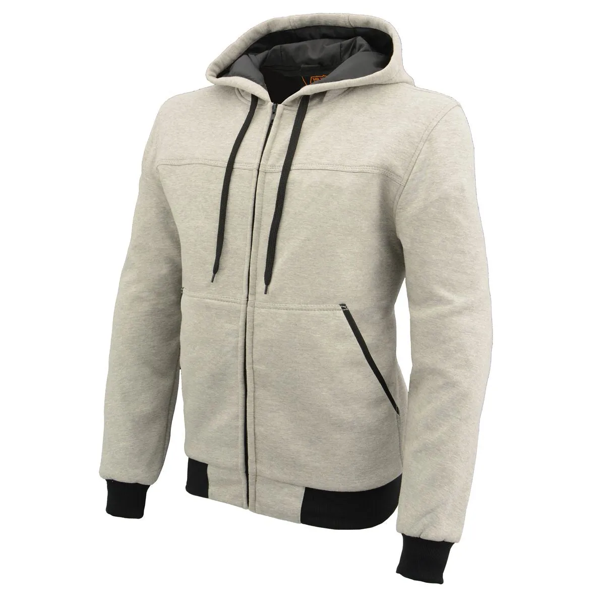 Milwaukee Leather MPM1788 Men's Silver CE Approved Armored Riding Hoodie with Aramid by DuPont Fibers