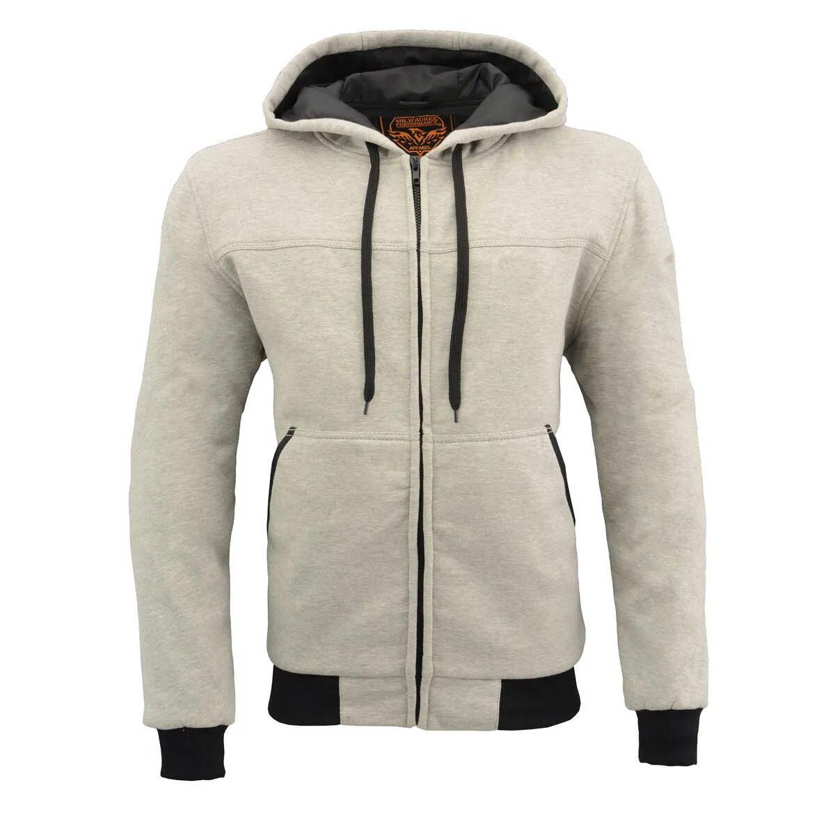 Milwaukee Leather MPM1788 Men's Silver CE Approved Armored Riding Hoodie with Aramid by DuPont Fibers