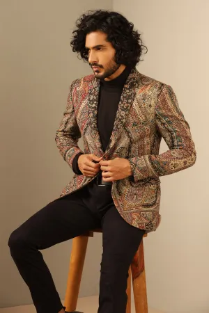 Multicolor Fine Wool Silk Lapel Coat for Men | Made To Order