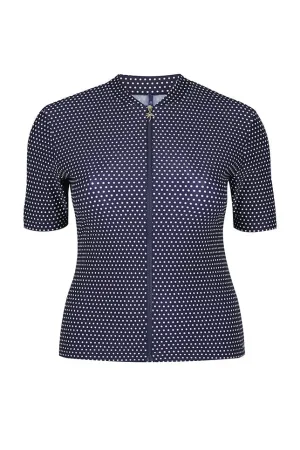 Navy & White Dots Rash Vest Short Sleeve