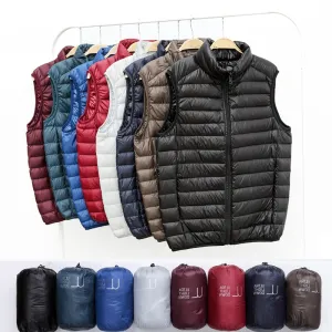 New Men spring Down Vest Jackets Lightweight Water-Resistant Packable Puffer Sleeveless Vest Coats