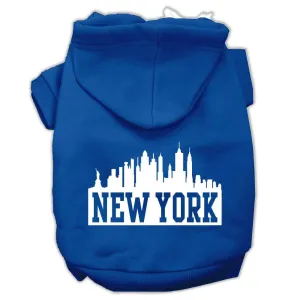 New York Skyline Screen Print Pet Hoodies Blue Size XS (8)