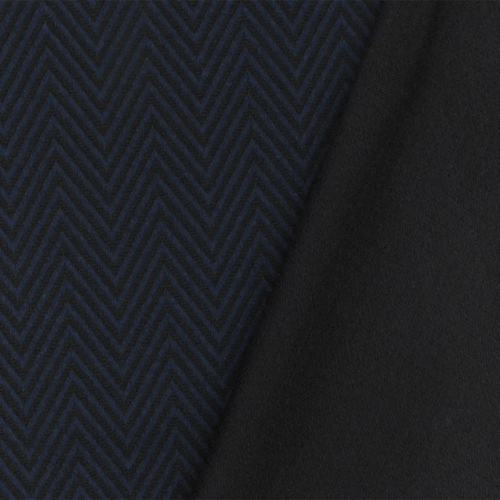 Night Blue-Black Chevron Jacquard Stretch Polyester Double Knit Fabric