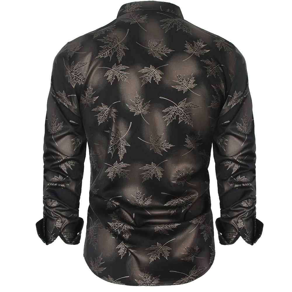 Nsqured "Maple Leaf Elegance" Men's Long Sleeve Designer Shirt