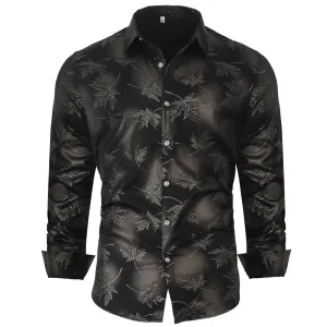 Nsqured "Maple Leaf Elegance" Men's Long Sleeve Designer Shirt