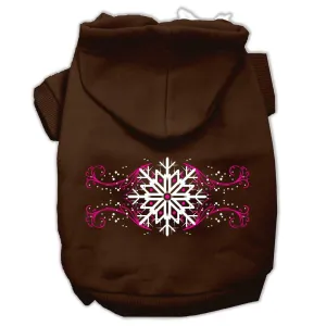 Pink Snowflake Swirls Screenprint Pet Hoodies Brown Size M (12)