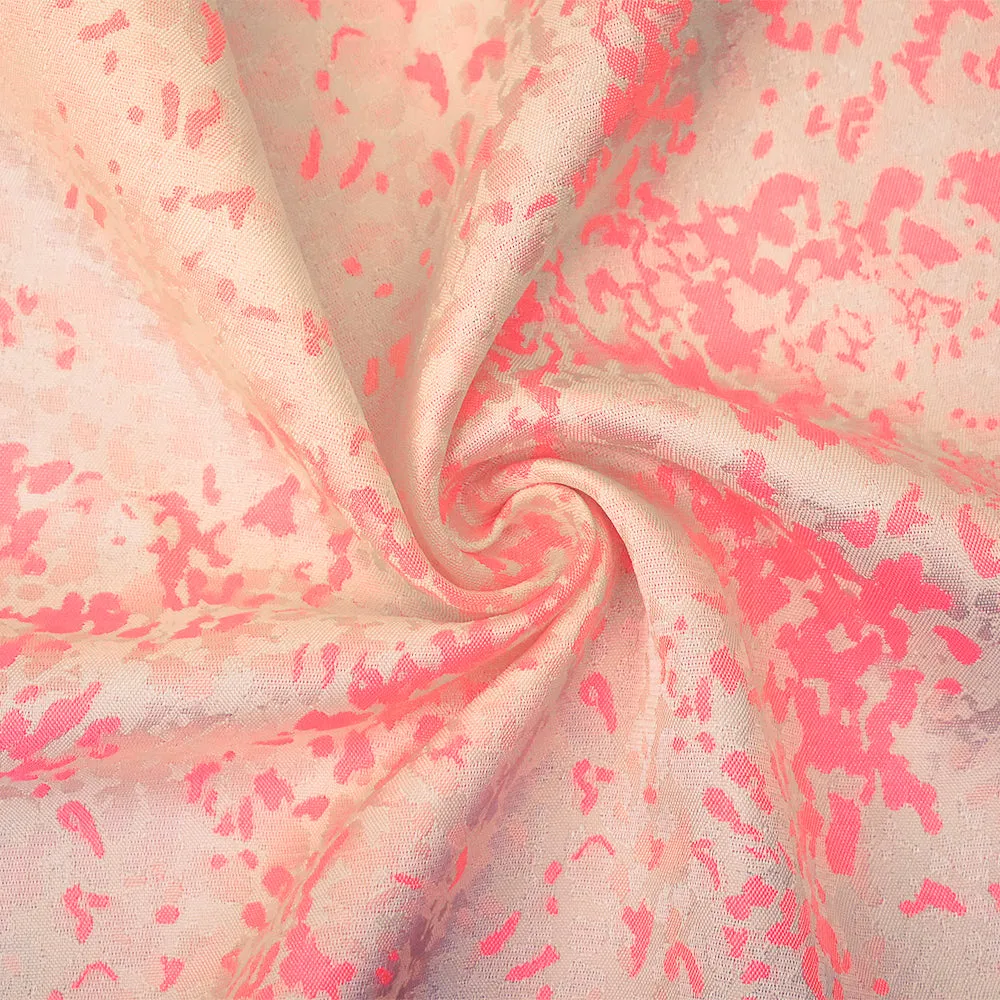 Pink-White Polyester Abstract Camouflage Jacquard Woven Fabric