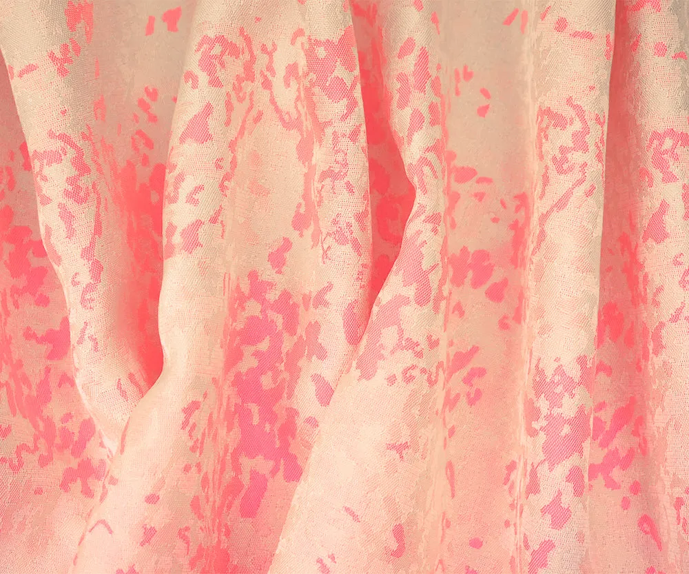 Pink-White Polyester Abstract Camouflage Jacquard Woven Fabric