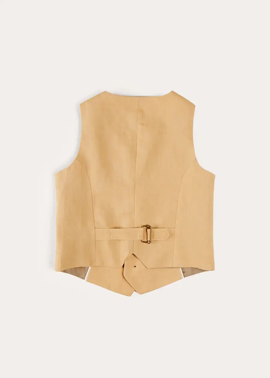 Plain Light Linen Vest in Beige (4-10yrs)