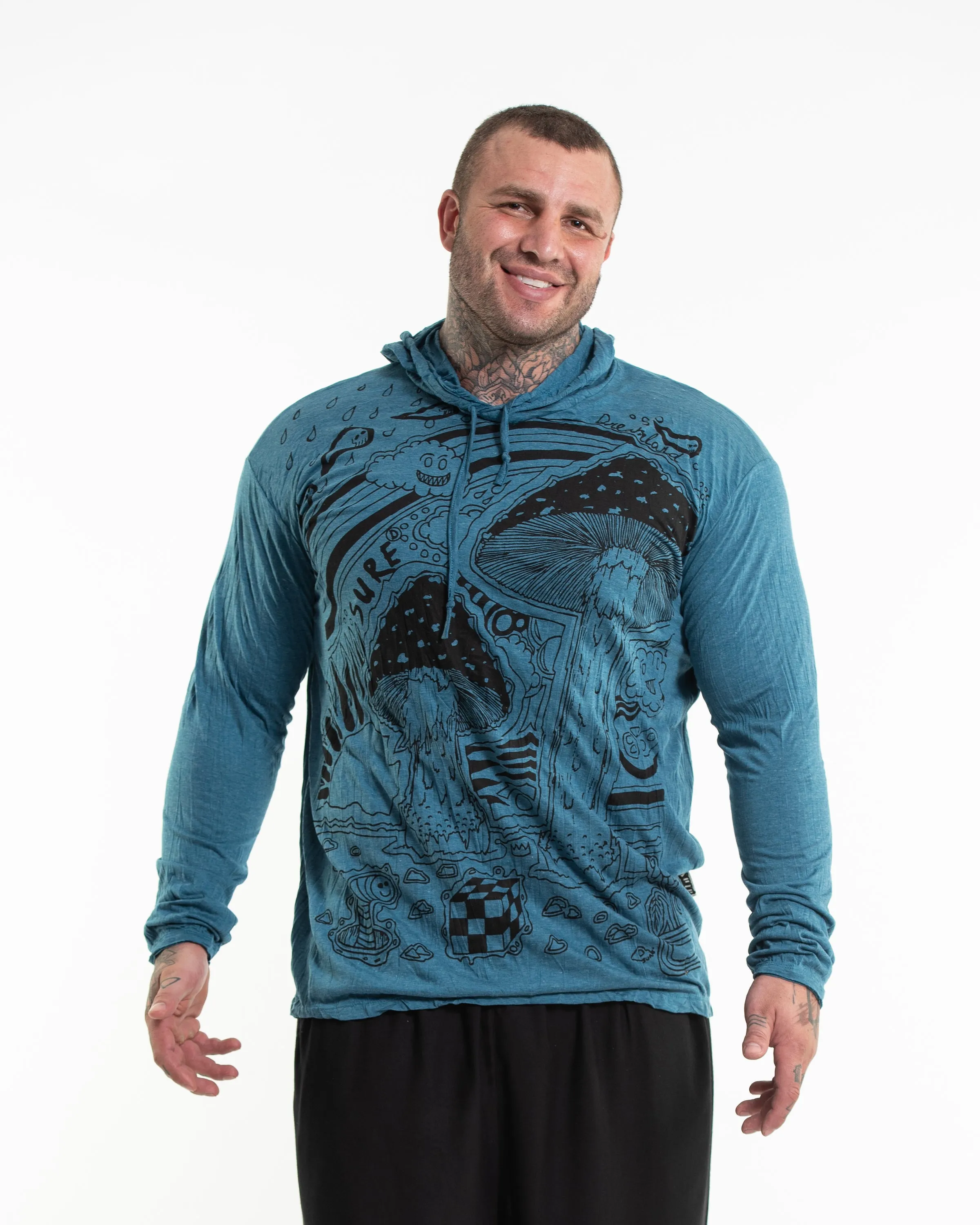 Plus Size Unisex Magic Mushroom Hoodie in Denim Blue