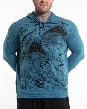 Plus Size Unisex Magic Mushroom Hoodie in Denim Blue