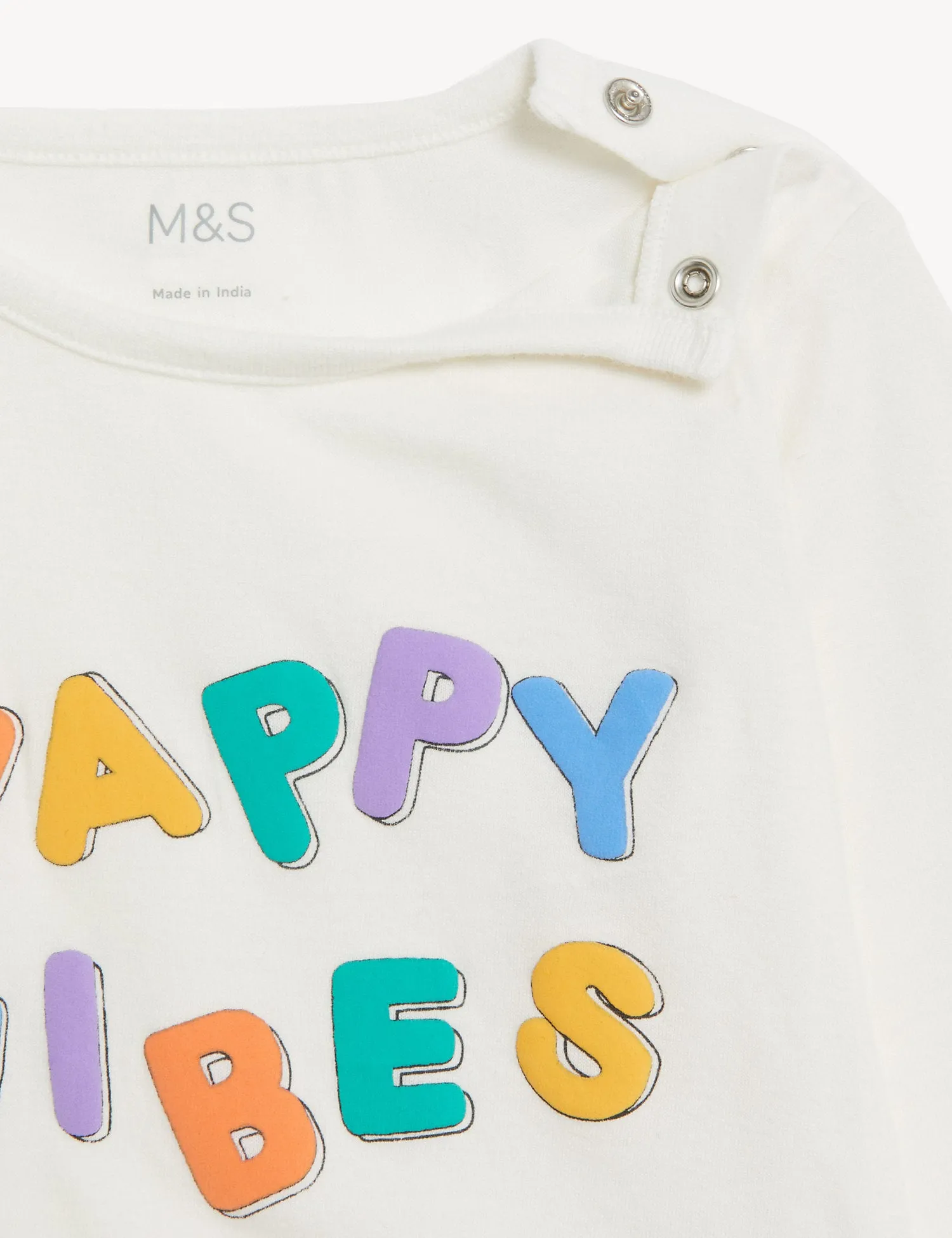 Pure Cotton Happy Vibes Slogan Top