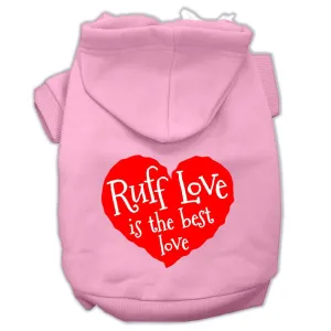 Ruff Love Screen Print Pet Hoodies Light Pink Size XXL (18)