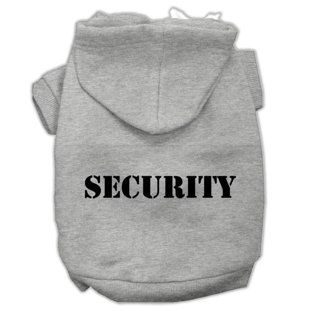 Security Screen Print Pet Hoodies Grey Size w- Black Size text XXL (18)