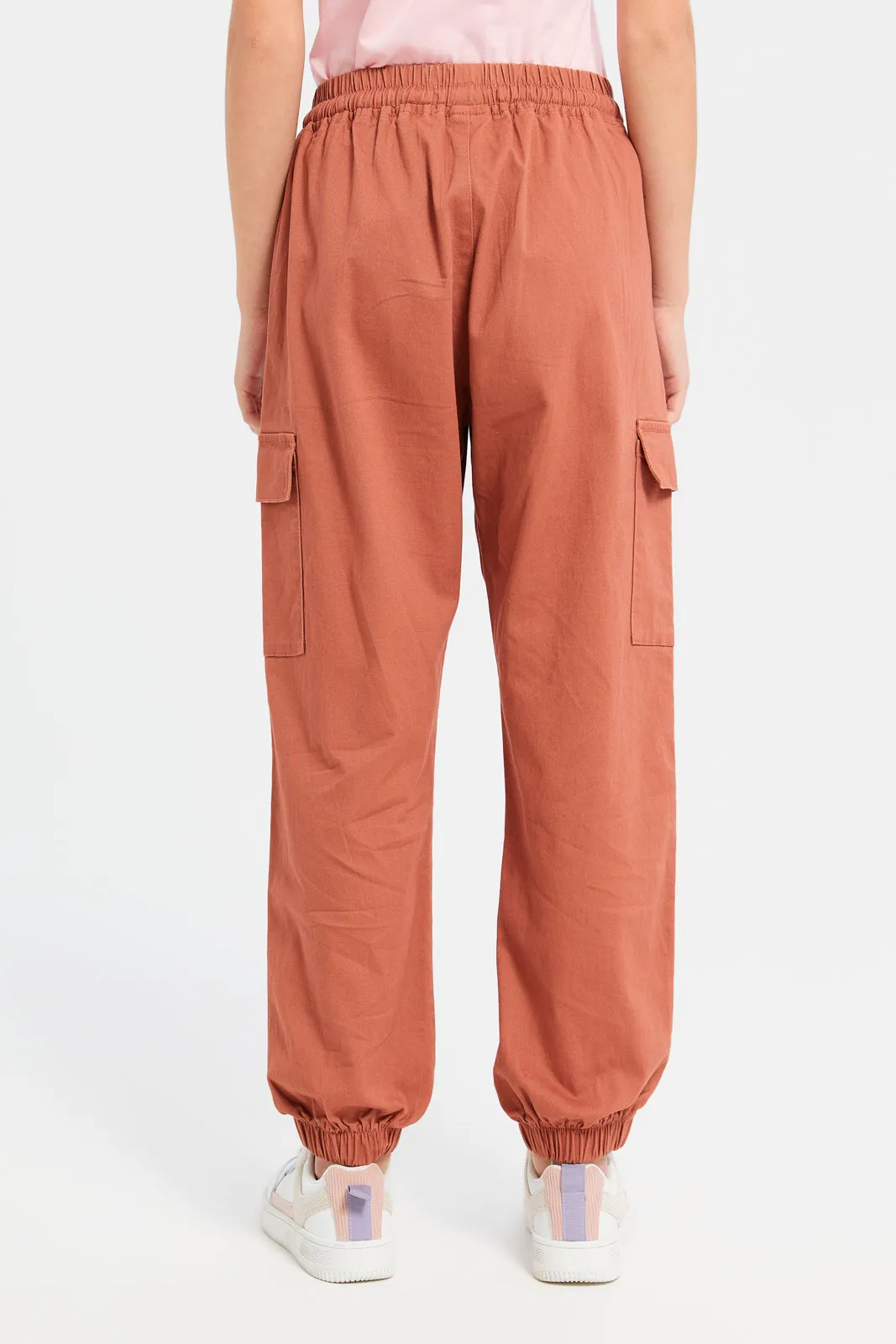 Senior Girls Orange Pull-On Cargo Pocket Joggers