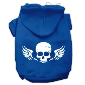 Skull Wings Screen Print Pet Hoodies Blue Size XS (8)