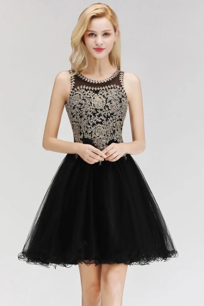 Sleeveless Aline Cocktail Party Dress Sparkly Beads Homecoming Dress