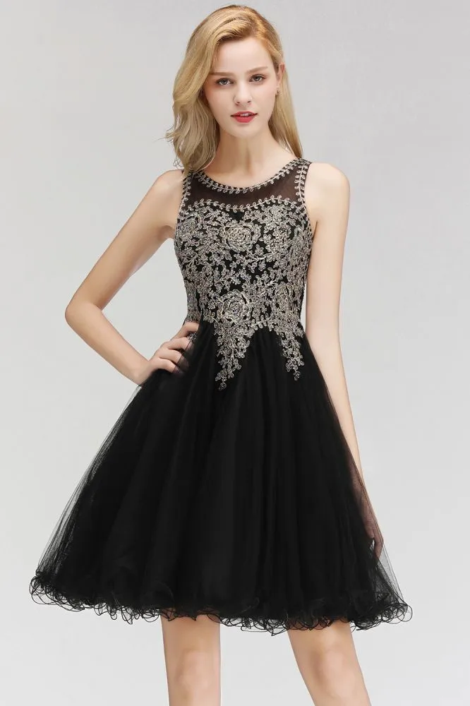 Sleeveless Aline Cocktail Party Dress Sparkly Beads Homecoming Dress