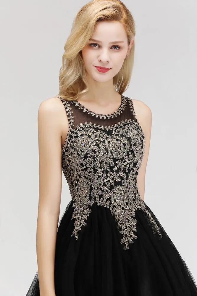 Sleeveless Aline Cocktail Party Dress Sparkly Beads Homecoming Dress