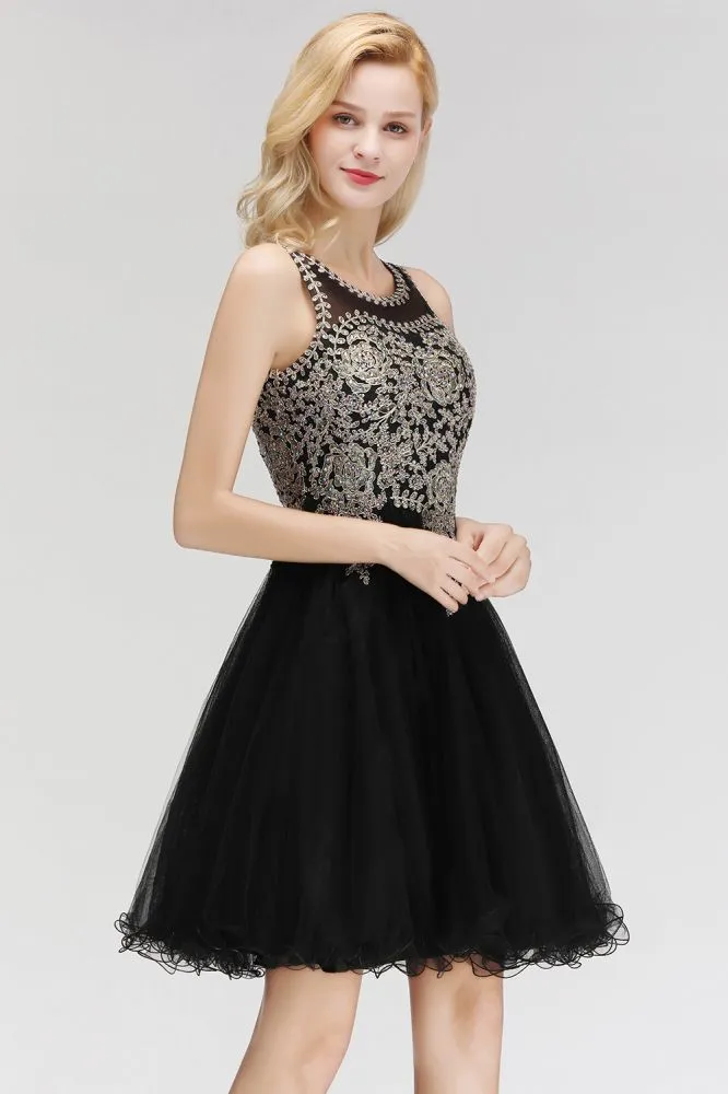 Sleeveless Aline Cocktail Party Dress Sparkly Beads Homecoming Dress