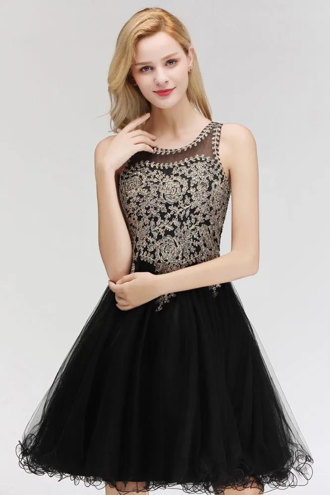 Sleeveless Aline Cocktail Party Dress Sparkly Beads Homecoming Dress