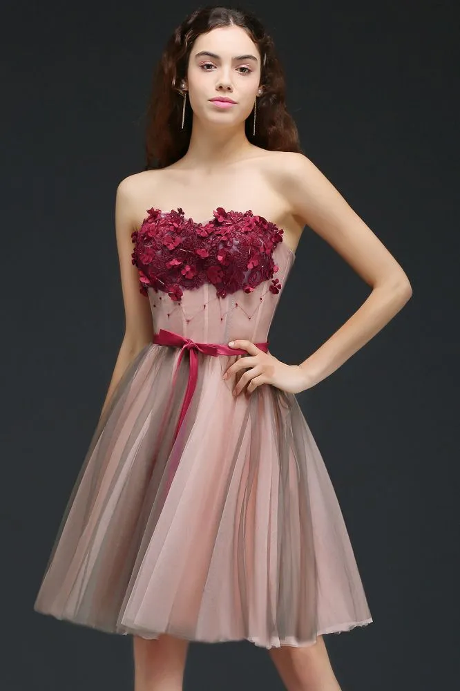 Strapless Knee-length Tulle Princess Homecoming Dress