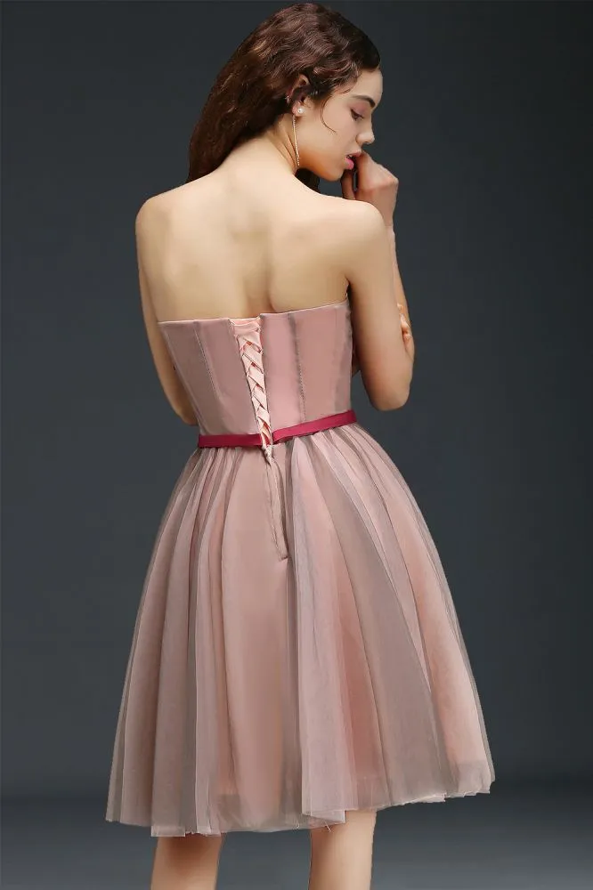 Strapless Knee-length Tulle Princess Homecoming Dress