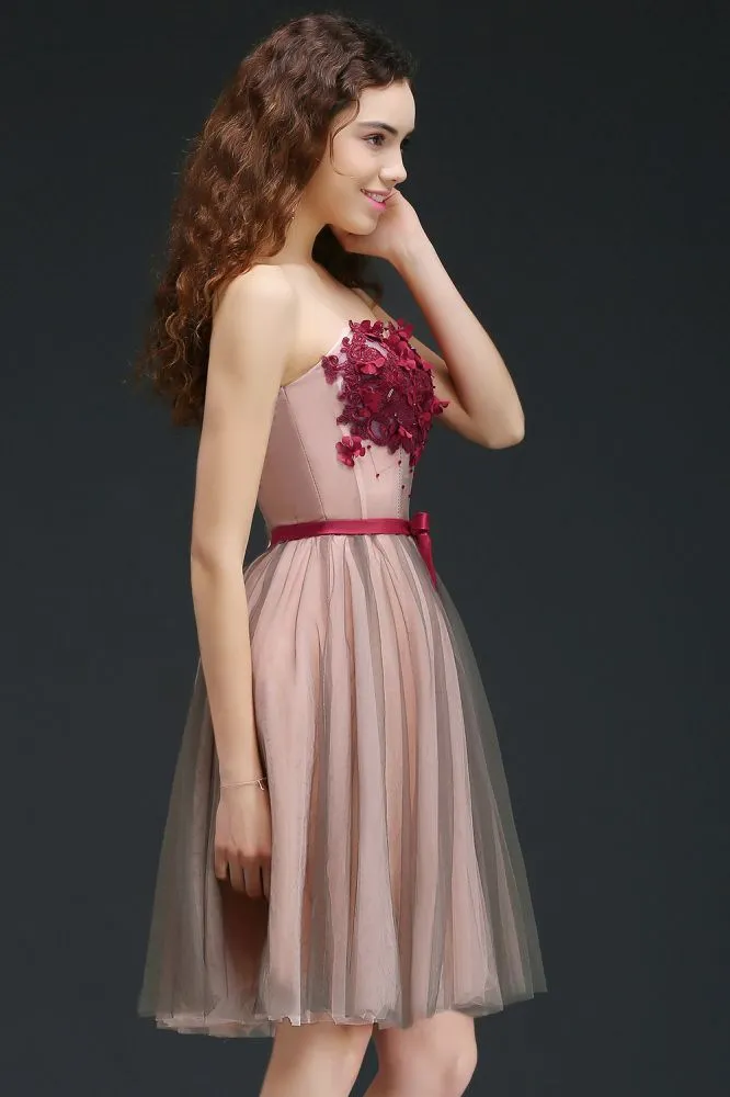 Strapless Knee-length Tulle Princess Homecoming Dress