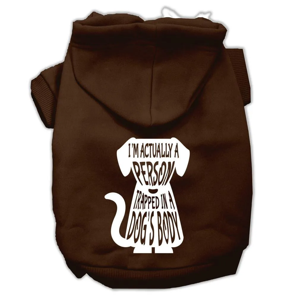 Trapped Screen Print Pet Hoodies Brown Size Lg (14)