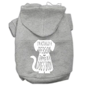 Trapped Screen Print Pet Hoodies Grey Size Sm (10)