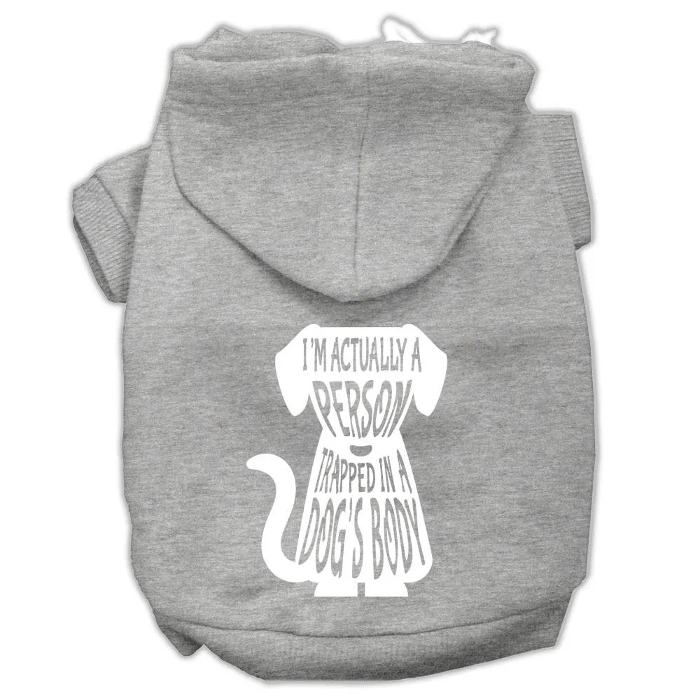 Trapped Screen Print Pet Hoodies Grey Size Sm (10)