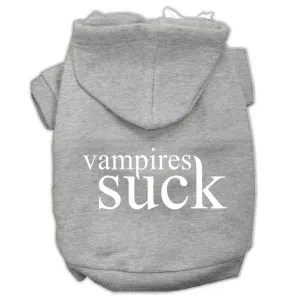 Vampires Suck Screen Print Pet Hoodies Grey Size Xs (8)