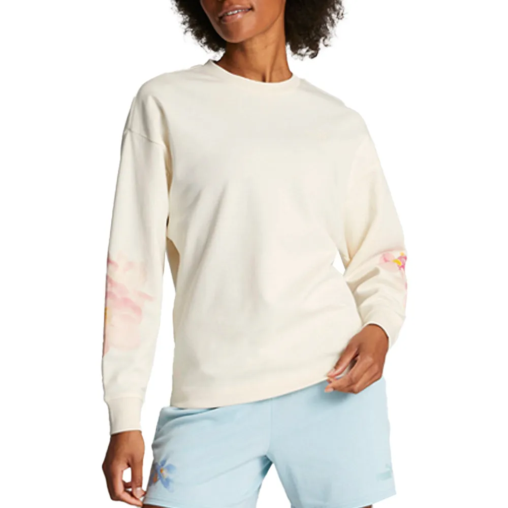 Watercolor Floral Crew Neck Long Sleeve Sweatshirt